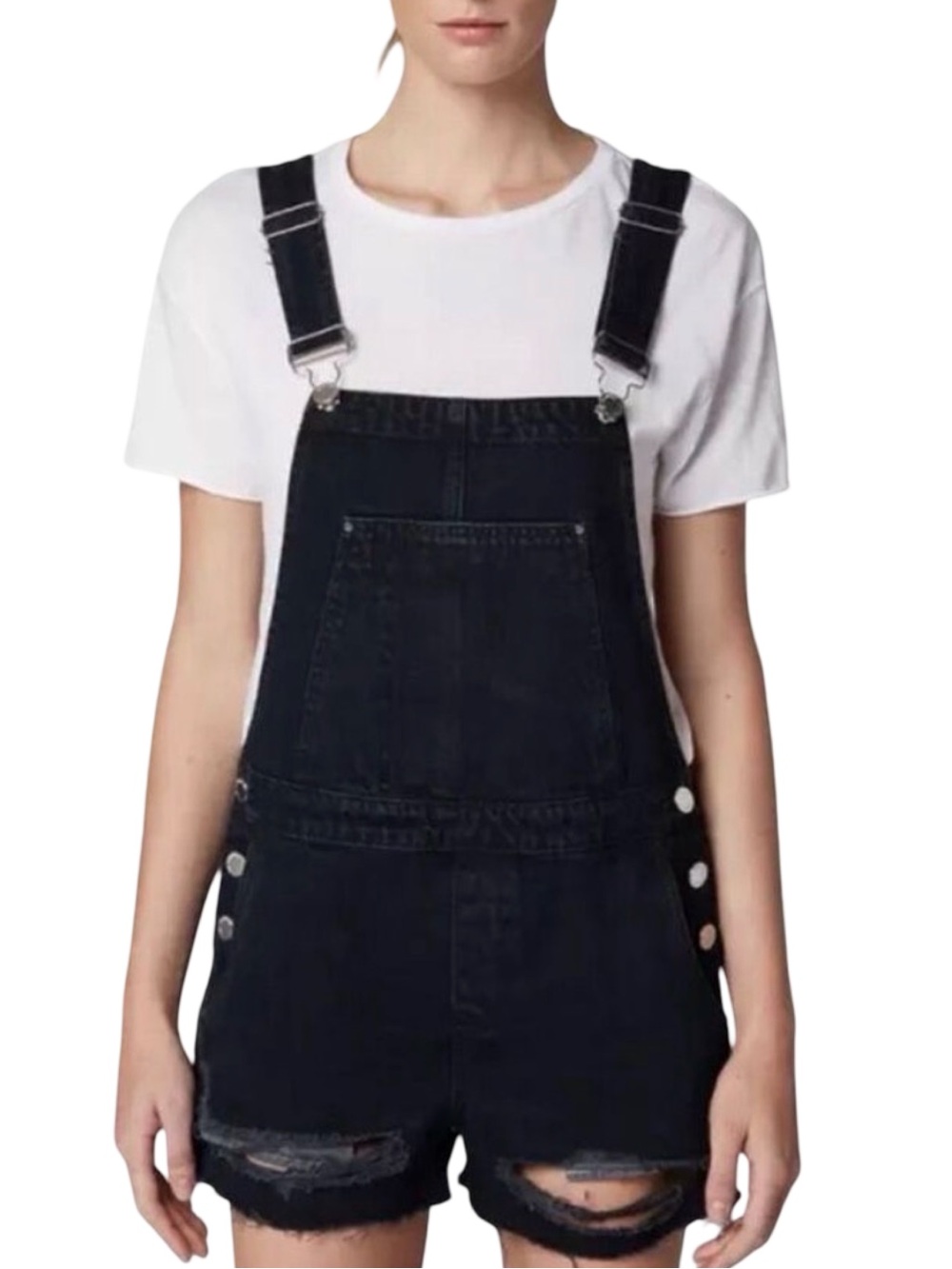 Blank NYC Mercury Rising Denim Distressed Shortalls - Size 31